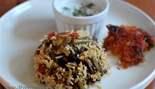 Lubia Polow ~ Rice with Green Beans