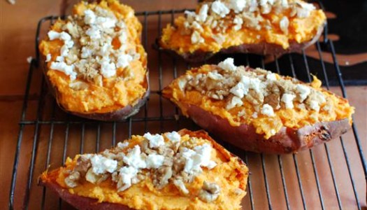 Twice Baked Yams with Feta & Walnut