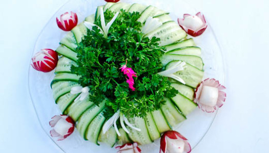 Iranian Potato Salad Wrapped in Cucumber Slices
