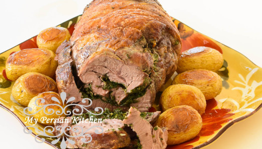 Rolet-eh Barreh ba Sabzi ~ Stuffed Lamb with Herbs